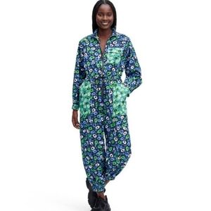 NEW Diane von furstenberg jumpsuit blue green animal style print